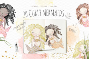 20 Curly Mermaids Illustrations