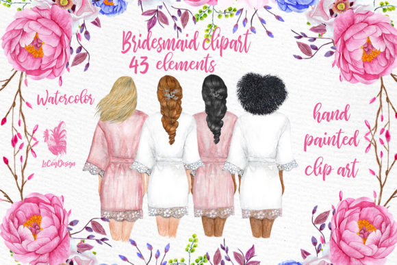 Bridesmaid Wedding Robes Clipart: A Versatile Illustration for Creative Campaigns
