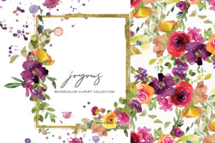 Burgundy and Yellow Floral Bouquet Clipart