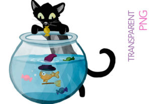 Cat Feeding a Goldfish for Halloween