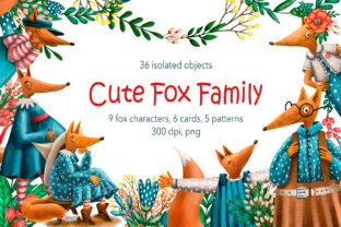 Cute Fox Family Clip Art Set and Illustrations