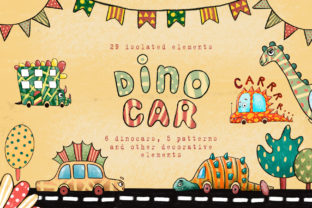 Dino Car - Clip Art Set Illustrations