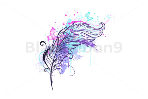 Feather with Butterflies: A Versatile Illustration for Content Publishing