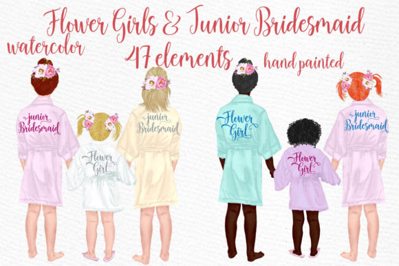 Flower Girls Clipart for Commercial Illustrations