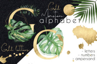 Gold Monstera - Tropical Leaves Alphabet for Editorial and Web Design