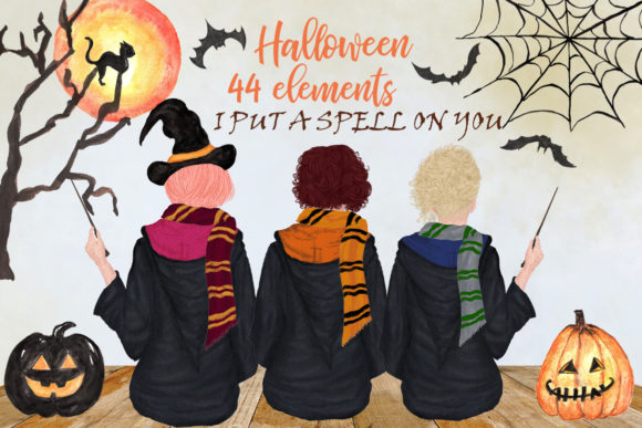 Halloween Girls Clipart: A Versatile Graphic Design Asset for Seasonal Crafting