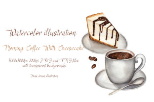 Morning Coffee with Cheesecake Illustrations for Real Crafting Projects