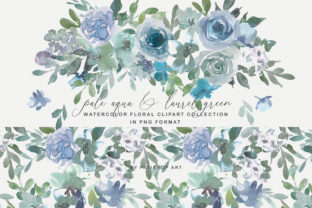 Pale Aqua Laurel Green Floral Clipart for Small Business Branding