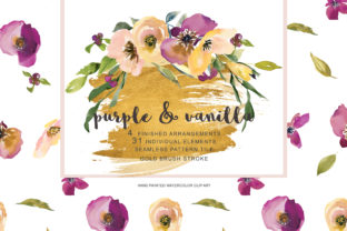 Purple Vanilla Flowers Clipart Set