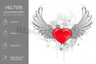 Red Heart with Wings Illustration for Local Business Branding