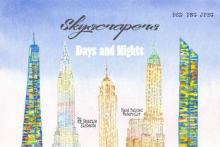 Skyscrapers. Days and Nights Clipart and Illustrations