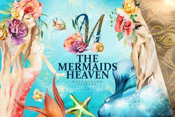 The Mermaids Heaven Illustrations: A Versatile Graphic Design Asset for Handmade Creators